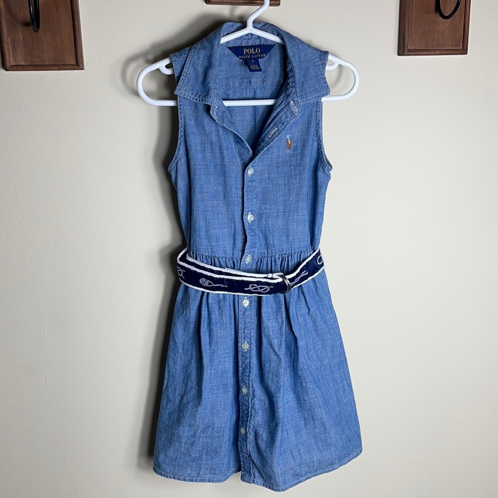 Ralph Lauren Sleeveless Chambray Belted Dress